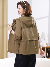 【现货】短外套春秋新款外套中年妈妈2025宽松休闲时尚连帽百搭，女装短外套，妃曼