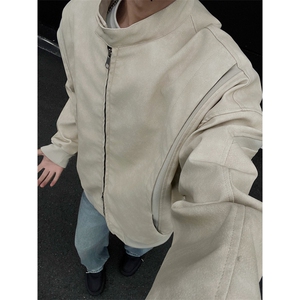 高品质 设计感pu皮结构夹克外套男 CP96-特p75图片