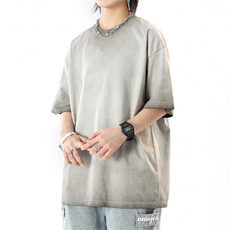 得物无影墙支持二开240g反洗情侣半袖脏洗短袖T恤男女027-特P25，男装T恤，电商A441