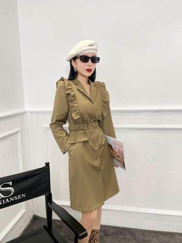 秋季木耳边腰带连衣裙，女装连衣裙，巴黎魅影