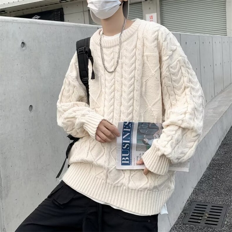 秋冬男针织衫圆领毛衣螺纹菱形拼接鹿毛绒外套M7118-P55,男装针织衫/毛衣,星座1109-3