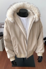 (网图)毛领座山雕800克加厚绒毛连帽棉服加厚情侣313B-PM09-P100，男装棉衣，星座313B