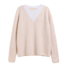 2025年秋季新款百搭女士七针加厚元宝针假两件，女装羊绒衫，尚达羊绒