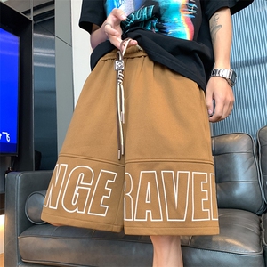 美式复古篮球短裤男夏季潮牌重磅字母印花运动中裤宽松休闲五分裤图片