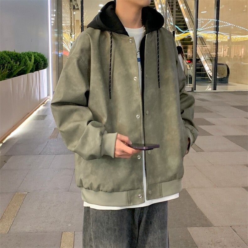 假两件机车服皮衣外套男高级感痞帅宽松休闲pu皮夹克JK0196-P93,男装夹克,星座308B-2