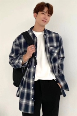春装~格子衬衣长袖宽松衬衫男装薄外套XZ716A-CS808P55，男装衬衫，星座716A（原星座815-4）