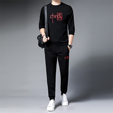 运动套装春季新款T恤套装男装潮流衣服上衣时尚长袖休闲宽松套装，男装休闲套装，电商B212（原钱塘6029）