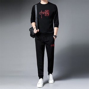 运动套装春季新款T恤套装男装潮流衣服上衣时尚长袖休闲宽松套装