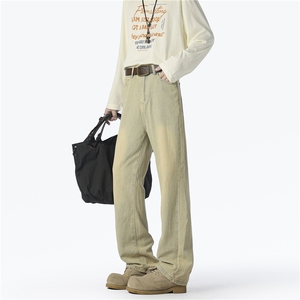 25年秋冬新款水洗牛仔裤子男港风直筒微喇休闲牛仔长裤N3112-P38图片