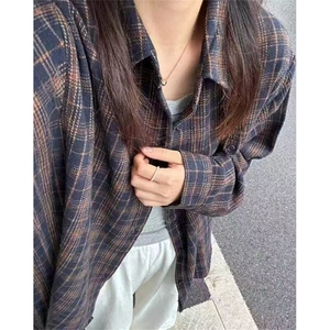 磨毛棉格子衬衫春季新款男女衬衣内搭叠穿上衣秋冬薄外套 CA294图片