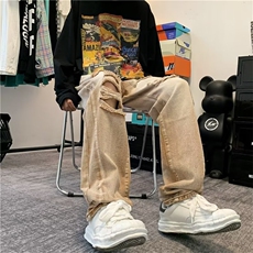 高街水洗做旧破洞渐变牛仔裤男直筒复古宽松休闲裤子NZ040-P48，男装牛仔裤，星座1103-2