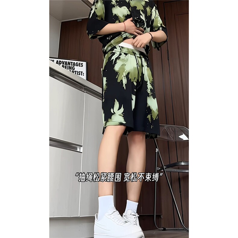 短袖衬衫男+短裤男潮流休闲套装男M-5XL大码TZ78710P50控98模特图,男装牛仔裤,星座226-1