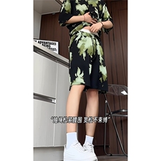 短袖衬衫男+短裤男潮流休闲套装男M-5XL大码TZ78710P50控98模特图，男装牛仔裤，星座226-1
