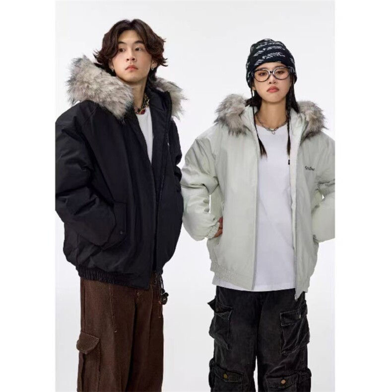 MA725-P105网图潮小牛津情侣派克服毛领冬季加厚外套毛领可拆卸,男装棉衣,星座1611A