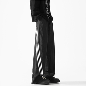 夏季衔接款潮流三条杠美式运动宽松冰丝裤B315-K24240-特p30控58图片