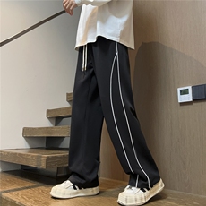 2025港风秋冬装装立体裁剪织带拼接休闲裤K8788/特P35黑色，男装休闲裤，电商A094