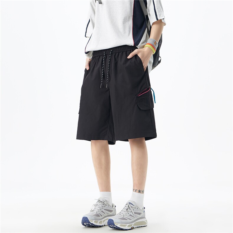 透气拉链设计冰丝短裤男夏款2025新款中裤815A-DK25-P40控68,男装牛仔裤,星座815A