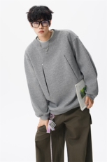WY10152-特P45控78小众撞色拼接破缝假两件大码男大码情侣卫衣，男装卫衣，电商A059