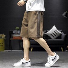 2021夏季沙发墙日系大码男条纹运动字母印花休闲卫裤短裤K691-P40，男装休闲裤，电商A001