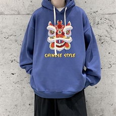 WY2185-P35加绒款-P40纯棉连帽卫衣男大码运动帽衫宽松薄外套男，男装卫衣，电商A040