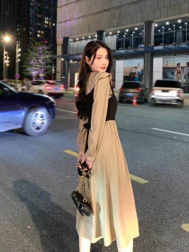 马甲荷叶边两件套，女装马夹，棠秋纤