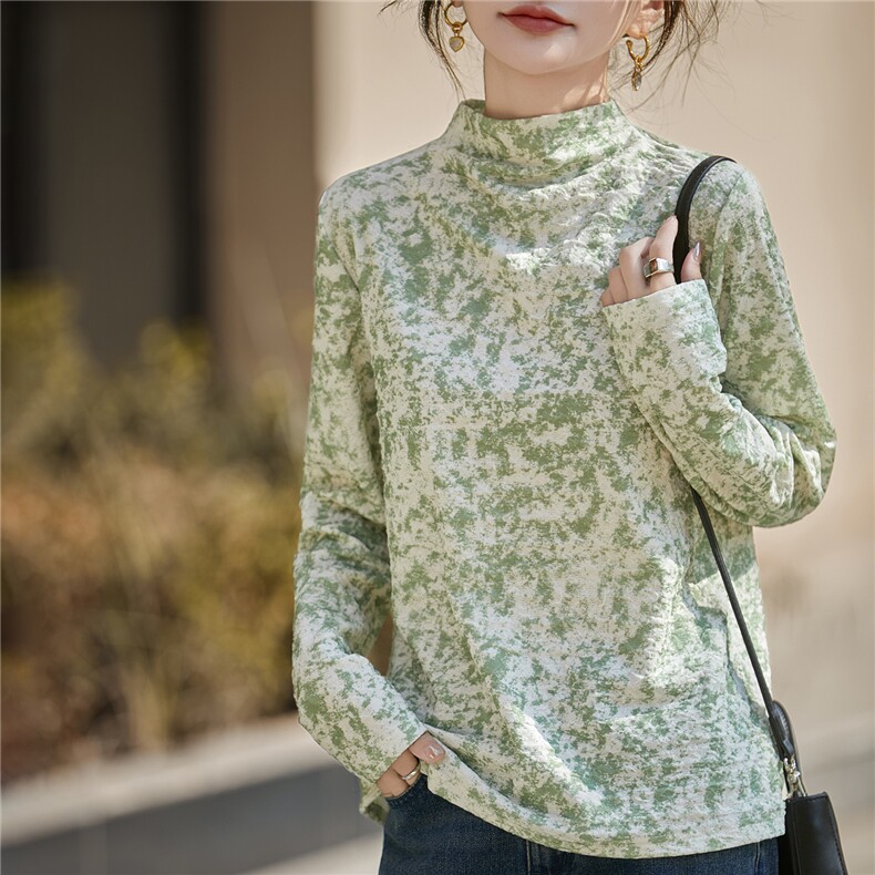 秋冬半高领精仿暗花羊毛衫女针织打底百搭显瘦毛衣纯色外搭上衣，女装针织衫/毛衣，朝贺羊绒