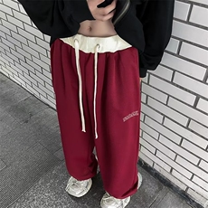 阔腿裤男韩版潮流字母刺绣高街帅气2024秋冬新款ins长裤K4688-P35，男装休闲裤，星座412-3