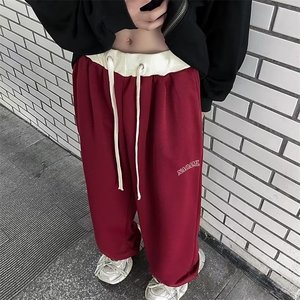 阔腿裤男韩版潮流字母刺绣高街帅气2024秋冬新款ins长裤K4688-P35图片