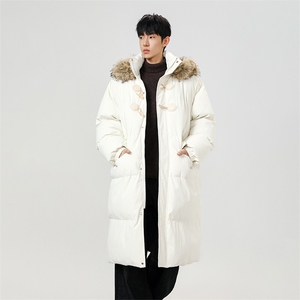 现货 中长款棉衣男冬季加厚棉袄宽松连帽毛领棉服外套M107-P120图片