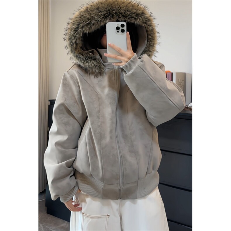 座山狮PU皮外套男立领连帽美式复古工装男装皮衣棉服M6818-P118,男装皮衣,星座307A