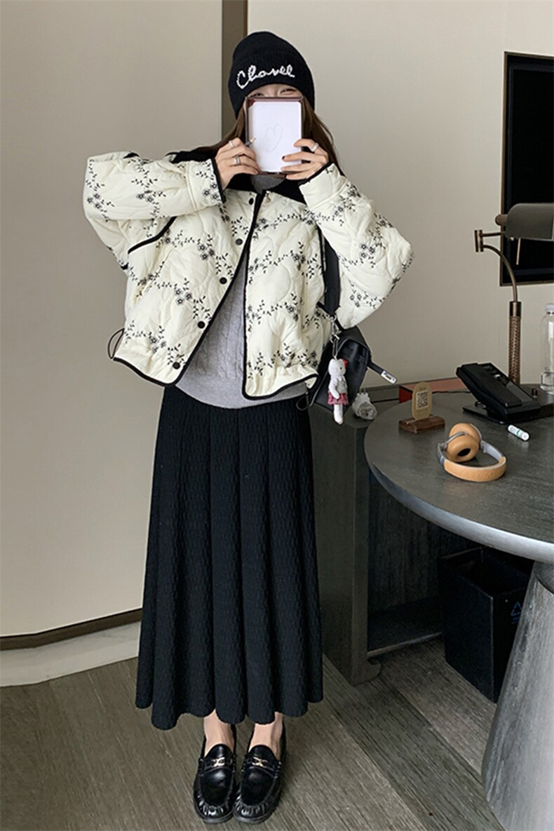 现货撞色毛线娃娃领刺绣轻薄棉服2C159-7683-P165-K248,女装棉衣/棉服,2C159