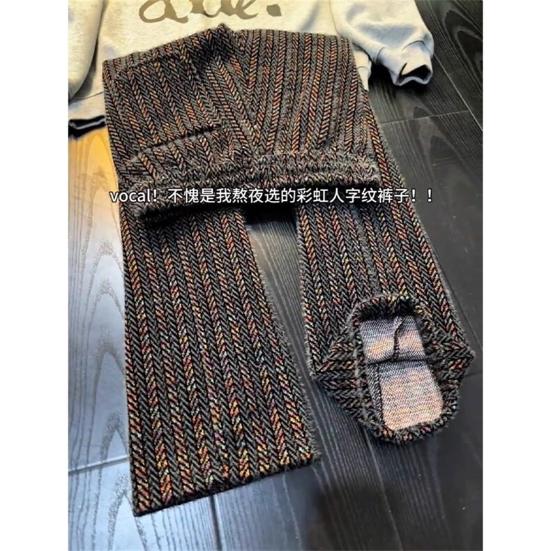 美式小香风七彩条纹灯芯绒裤子男秋冬垂感直筒休闲裤WLK844-P58,男装休闲裤,星座1008