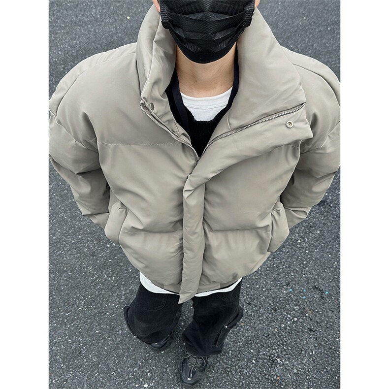 中性风棉服男生冬季加厚立领面包服潮牌宽松情侣休闲百搭棉衣外套,男装棉衣,电商A007