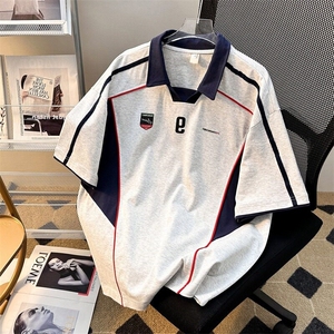 美式高街球衣运动翻领POLO衫男夏季宽松撞色短袖T恤上衣WB474-P39图片