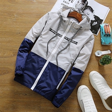 Y288情侣连帽薄款夹克外套防晒服开衫学生班服户外运动男女外贸潮，男装防晒衣，星座115A-2