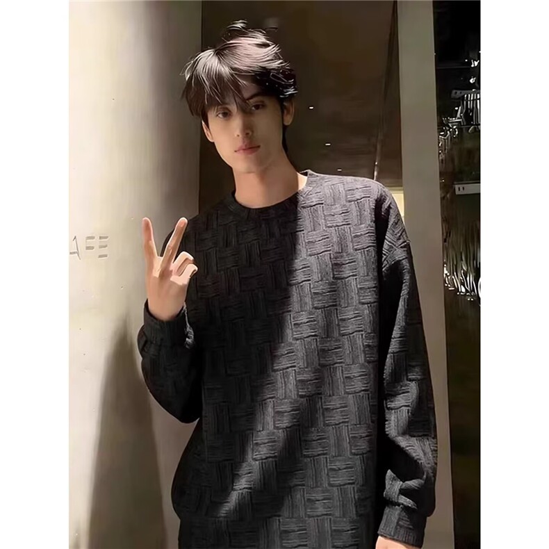 1506/QW1910/P38美式风格纹圆领卫衣宽松休闲长袖打底衫上衣服男,男装T恤,星座1506