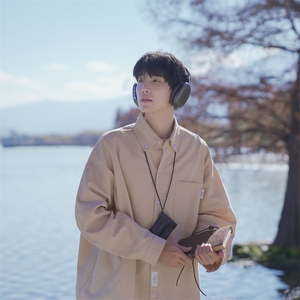 村色长袖衬衫春秋季日系全棉宽松潮流工装休闲B225-C6049-P65-X79图片