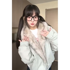 现货高品质美式高街冬季重磅硬挺短款座山雕毛领棉衣男女加厚外套，男装棉衣，电商A443