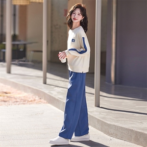 春季新款时尚撞色休闲套装 显瘦百搭宽松两件套,女装套装/套裙,依恋蒂丝