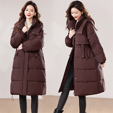 2024冬季新款时尚气质优雅宽松舒适保暖长款棉衣，女装棉衣/棉服，香香