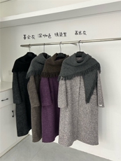 【依嘟】2025冬新款宽松休闲中长款羊毛外套(配围巾)（含1，女装双面呢大衣，依嘟服饰