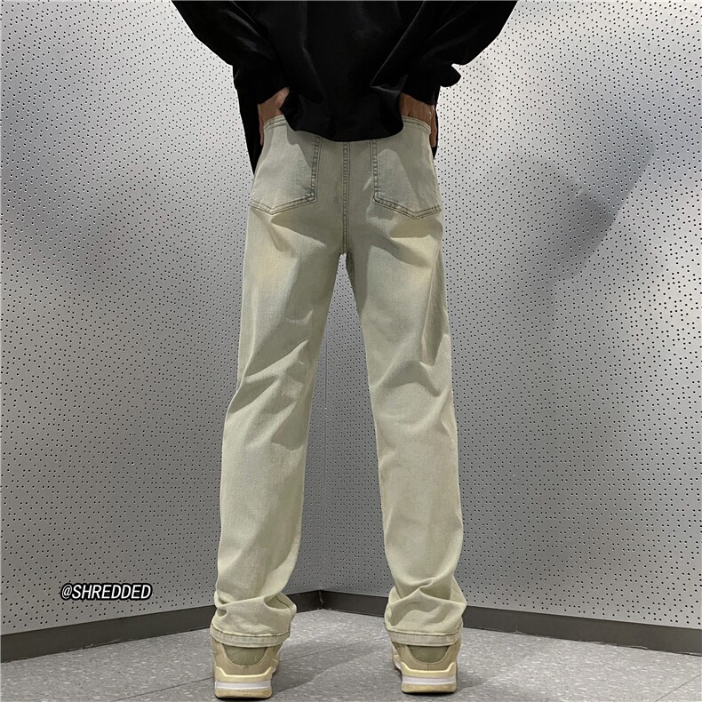 抖音爆新款男高街直筒修身水洗泥巴黄牛仔裤B315-K23252-P50控68图片
