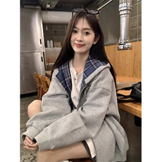 5340-P55刺绣#后包领休闲服连帽卫衣薄款/加绒，女装卫衣/绒衫，星座617A-2
