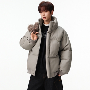 新款冬季羽绒立领PU皮棉服棉袄韩版宽松外套A436-2522-P80图片