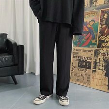 垂感阔腿西裤男宽松百搭港风薄款裤子男直筒休闲长裤601-1-H412，男装西裤，星座601-1