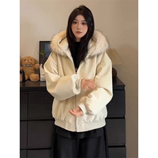 (网图)毛领座山雕绒毛连帽棉服加厚情侣外套上衣313B-PM09-P100，男装棉衣，星座313B