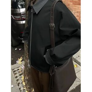 2025春秋季轻奢美式复古帅气工装翻领夹克男女修身时尚户外外套图片