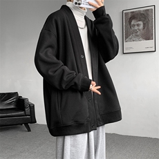 M~8XL大码重磅开衫卫衣秋冬加绒加厚保暖V领外套KS2101/P60加绒80，男装卫衣，电商B238