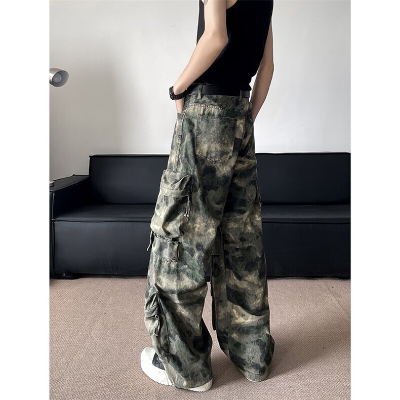 2025新款重工迷彩工装裤阔腿设计感多口袋长裤男女现货K8427-P62,男装牛仔裤,星座512-3