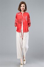 优雅印花衬衫套装女夏季新款宽松显瘦休闲两件套，女装套装/套裙，涵誉